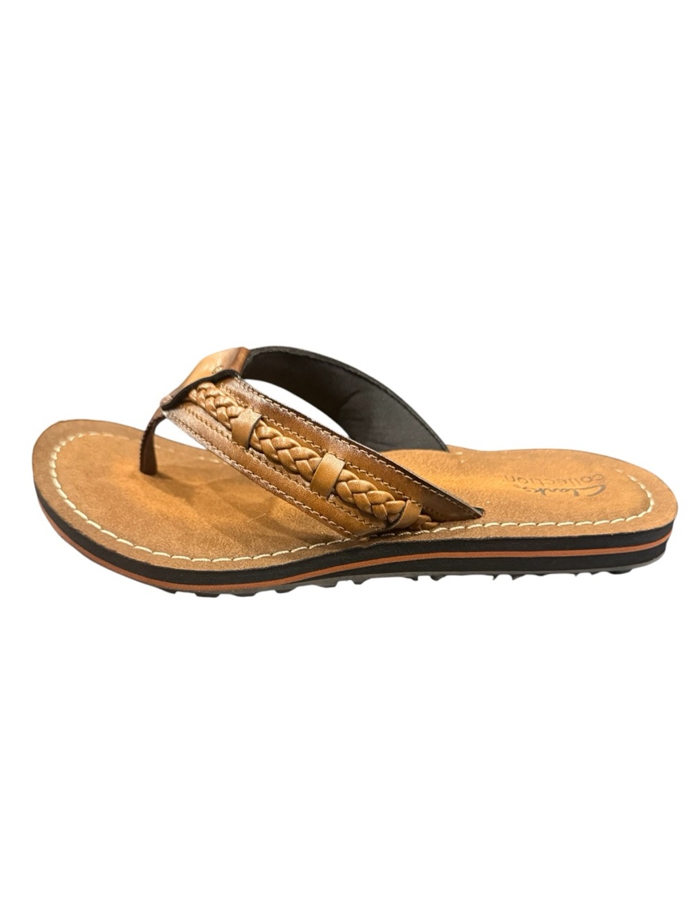 Clarks Collection Fenner Nerice Braided Flip Flop Sandals Honey Brown - Size 7